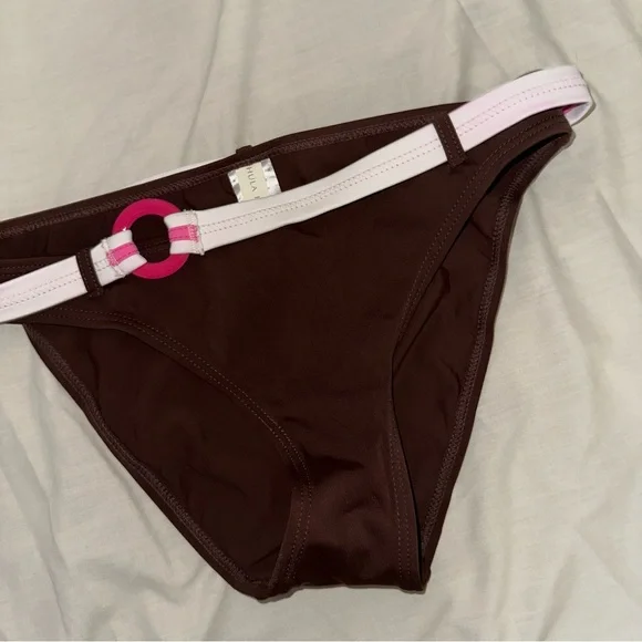 Early 2000s Y2K Hula Honey Brown Bikini Bottom with Pink and White Belt Design - Picture 4 of 10